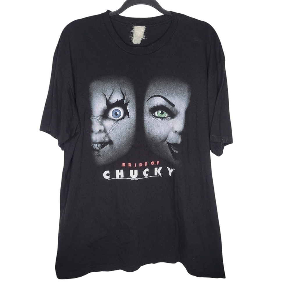 Vintage 90s Bride of Chucky Black Movie Promo Horror Graphic T-Shirt Size XXL